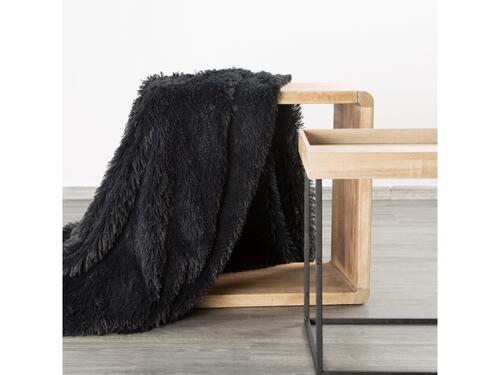 Jemná chlpatá deka s vysokým vlasom - Tifany, čierna 70 x 160 cm